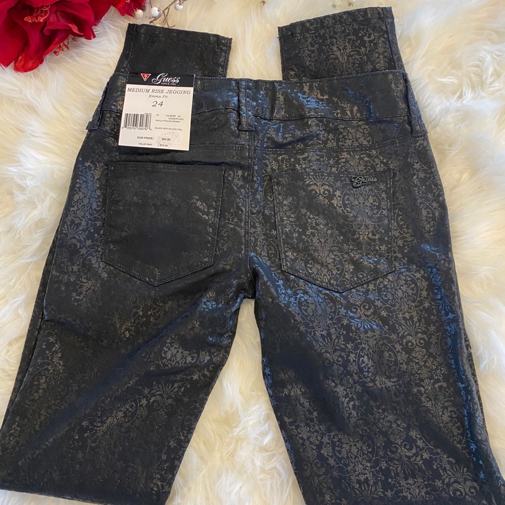 Black Foil with Design Skinny Jeggings - Picture 5 of 15